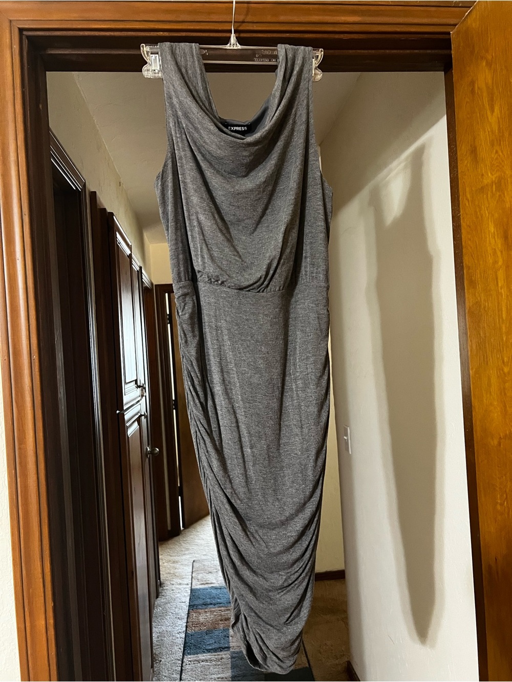 Express Charcoal Gray Sleeveless Cowl Neck Maxi Dress
